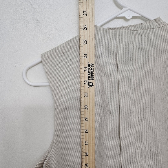 New ZARA WOMAN V-NECK ZW COLLECTION ASYMMETRIC STRIPED WAISTCOAT SAND Size S - Picture 12 of 13
